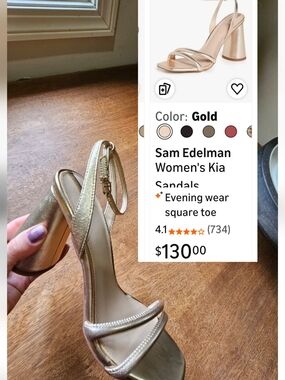 Sam Edelman Gold Strappy Slingback Block Heel Sandals